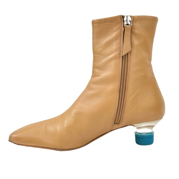 MIISTA Veronika Embellished Leather Ankle Boots - Water Bottle Cap Heel Booties - Picture 5 of 12